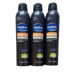 Vaseline For Men Fast Absorbing Spray Lotion 6.5oz - 3 Pack NEW 24Hr Moisture